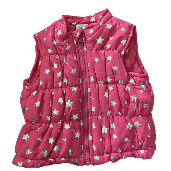 HEALTHTEX Baby Pink Puffer Vest with Silver Stars Size: 6-9 months - Picture 1 of 5